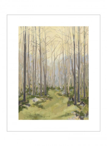 Delicate Forest I Wall Poster Green/Yellow/Grey 80x90x3.5centimeter