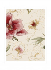 Unfinished Floral II Wall Poster Beige/Red/Green 80x90x3.5centimeter