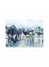 Watercolor Bay II Wall Poster Blue 90x80x3.5centimeter
