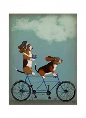 Basset Hound Tandem Posters Blue/Black/Brown 70x90x3.5centimeter