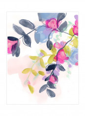 Floral Blotter II Wall Poster Blue/Green/Pink 80x90x3.5centimeter