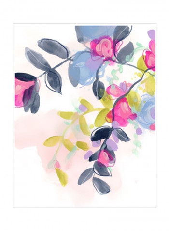 Floral Blotter II Wall Poster Blue/Green/Pink 80x90x3.5centimeter