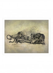 Big Cats I Wall Poster Grey/Beige/Black 90x80x3.5centimeter