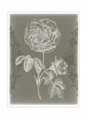 Floral Relief I Wall Poster Grey/White 80 x 3.5 x 90centimeter