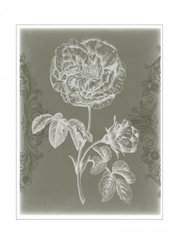 Floral Relief I Wall Poster Grey/White 80 x 3.5 x 90centimeter