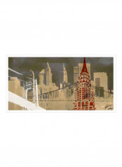 Modern Metropolis I Posters Beige/White/Red 90x75x3.5centimeter