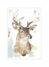 Modern Deer Mount I Wall Poster Brown/Grey/White 80x90x3.5centimeter