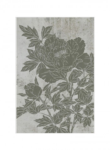 Blooming Peony II Wall Poster Grey 80x3.5x90centimeter