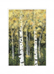 Birch Treeline II Wall Poster Yellow/White/Green 80x90x3.5centimeter