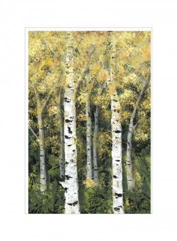Birch Treeline II Wall Poster Yellow/White/Green 80x90x3.5centimeter