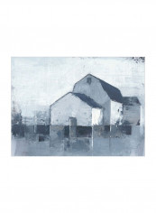 Indigo Barns II Wall Poster Blue/White 90x80x3.5centimeter