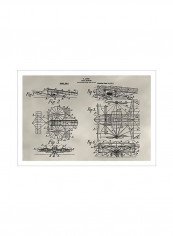 Patent Aerial Machine Poster Beige/Black 90x80x3.5centimeter