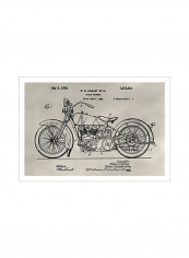 Patent Motorcycle Poster Beige/Black 90x80x3.5centimeter