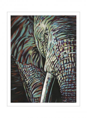 Powerful Wildlife I Poster Black/Green/Blue 80x90x3.5centimeter