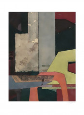 Mid-Century Collage II Wall Poster Green/Grey/Orange 80x90x3.5centimeter