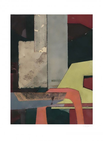 Mid-Century Collage II Wall Poster Green/Grey/Orange 80x90x3.5centimeter