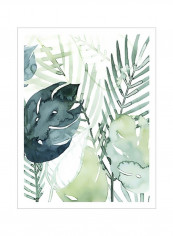 Palm Pieces I Poster Green/White 80 x90 x3.5centimeter