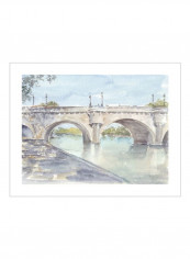 French Bridge Study II Wall Poster Blue/Beige/Green 90x80x3.5centimeter