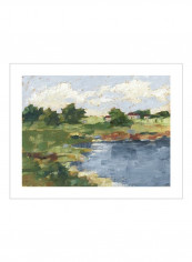 Lakeside Cottages III Wall Poster Blue/Green/Beige 90x80x3.5centimeter