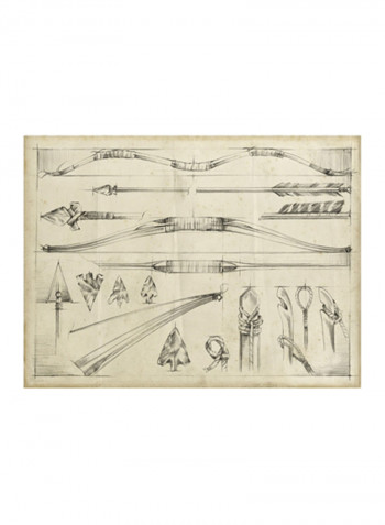 Arrow Schematic II Wall Poster Beige/Grey 90x80x3.5centimeter