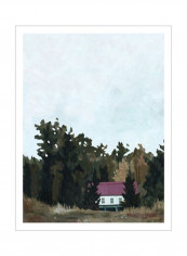 Forest Cottage I Wall Poster Blue/Brown/Green 80x90x3.5centimeter