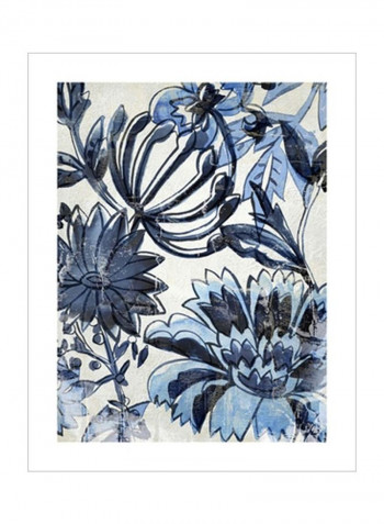 Indigo Porcelain II Wall Poster Blue/Beige/Black 80x90x3.5centimeter
