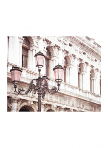 Venice Pink Lanterns I Wall Poster Beige/Pink/Black 85x80x3.5centimeter