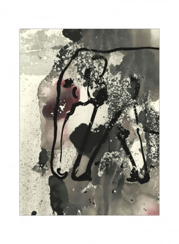Abstract Elephant II Wall Poster Grey/Black/Brown 80x90x3.5centimeter
