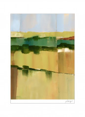 Pasture Abstract I Wall Poster Green/Beige/Blue 80x90x3.5centimeter