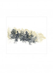 Misty Hillside I Wall Poster Beige/Black/White 90x80x3.5centimeter