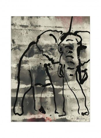 Abstract Elephant I Wall Poster Grey/Black/Brown 80x90x3.5centimeter