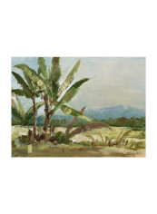 Southern Palms I Wall Poster Green/Brown/Blue 90x80x3.5centimeter