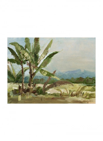 Southern Palms I Wall Poster Green/Brown/Blue 90x80x3.5centimeter