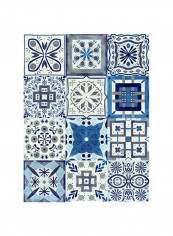 Kaleidoscope Tile I Wall Poster Blue/White/Grey 80x90x3.5centimeter