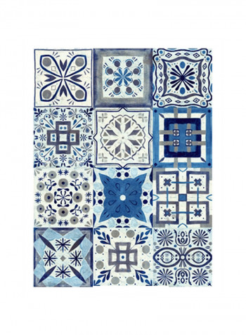 Kaleidoscope Tile I Wall Poster Blue/White/Grey 80x90x3.5centimeter