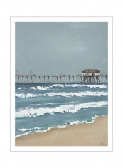Fishing Pier Diptych II Wall Poster Grey/Blue/Beige 80x3.5x90centimeter