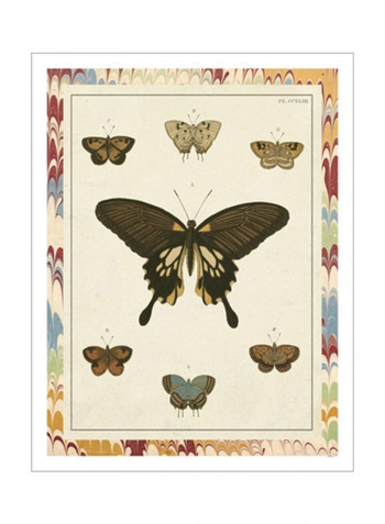 Marble Butterflies I Wall Poster Beige/Brown/Grey 80x3.5x90centimeter