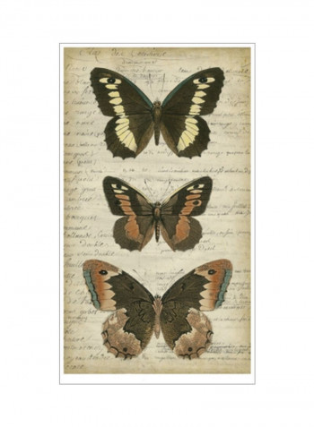 Butterfly Script I Wall Poster Beige/Brown/Black 80 x 3.5 x 95centimeter