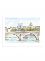 French Bridge Study I Wall Poster Blue/Beige/Green 90x80x3.5centimeter