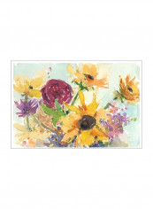 Bright Wild Flowers II Poster Yellow/Red/Green 90x80x3.5centimeter