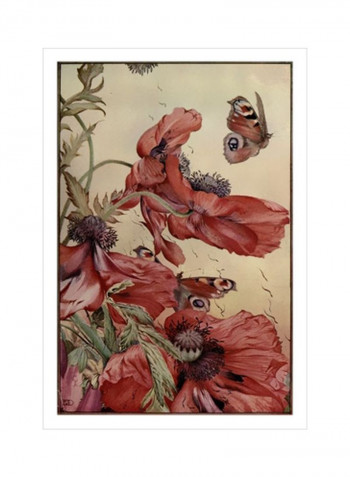 Garden Fantasy III Wall Poster Red/Beige/Green 80x90x3.5centimeter