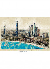 Abu Dhabi Aerial View Print Poster Multicolour