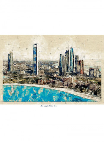 Abu Dhabi Aerial View Print Poster Multicolour