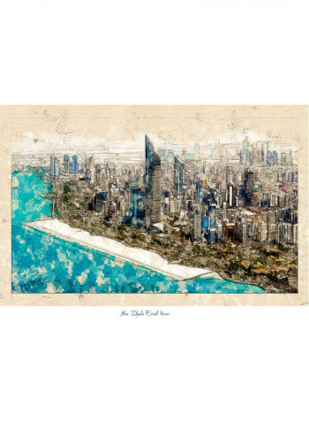 Abu Dhabi Aerial View Print Poster Multicolour