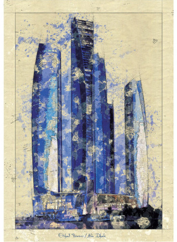 Abu Dhabi Etihad Towers Aerial View Print Multicolour