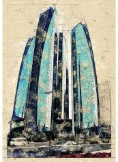 Abu Dhabi Etihad Towers Aerial View Print Multicolour