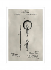 Patent Light Bulb Poster Beige/Black 80x90x3.5centimeter