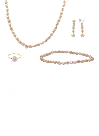 10 Karat Gold With Pearls Jewellery Set