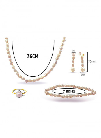 10 Karat Gold With Pearls Jewellery Set