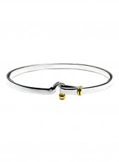 925 Sterling Silver Hook And Eye Catch Bangle Bracelet